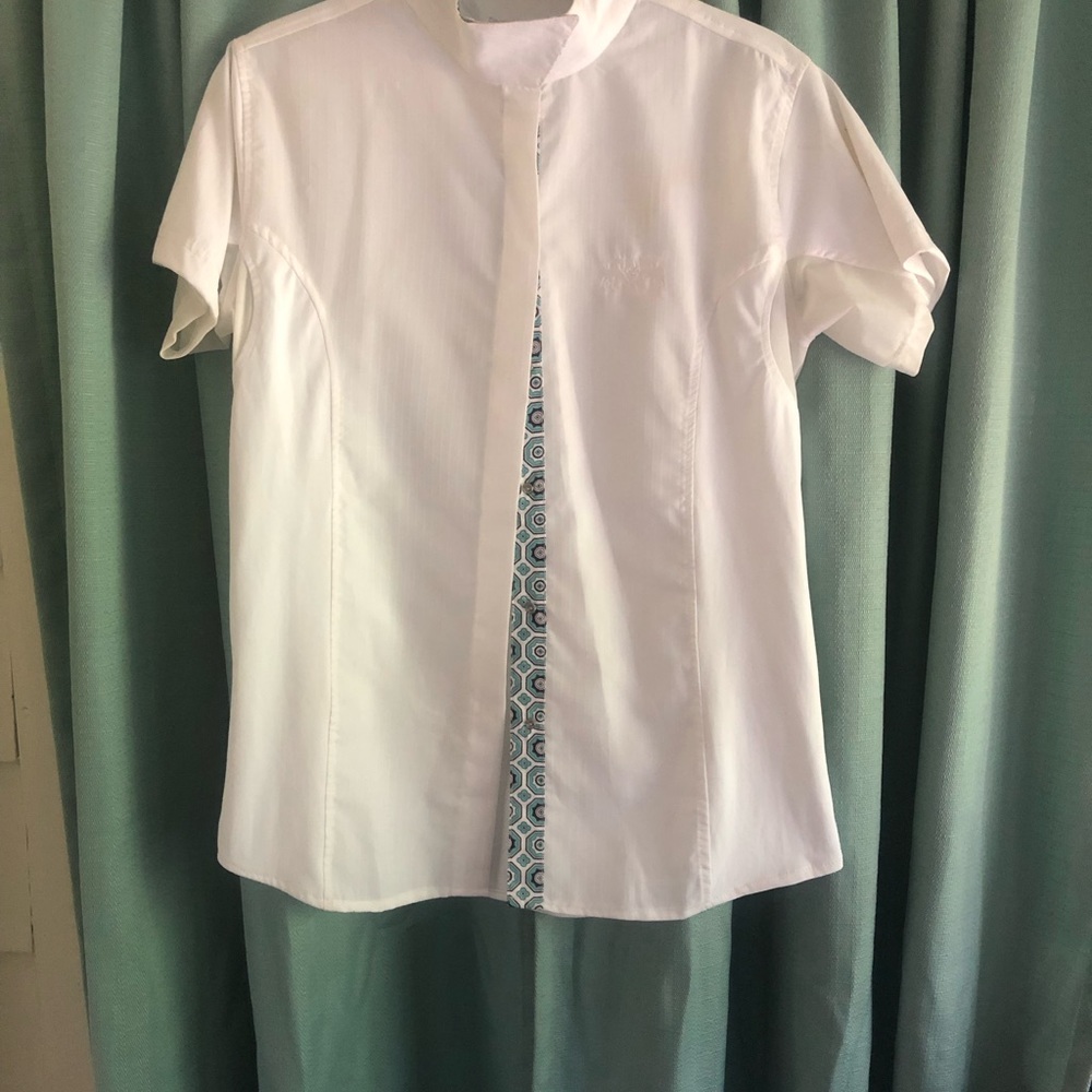 Equine Coutour Size Medium Short Sleeve Huntseat Shirt. Vented Underarms - Picture 2 of 5